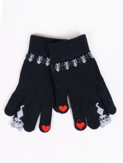 Dívčí pětiprsté dotykové rukavice Yoclub RED-0075G-AA5F-003 Black