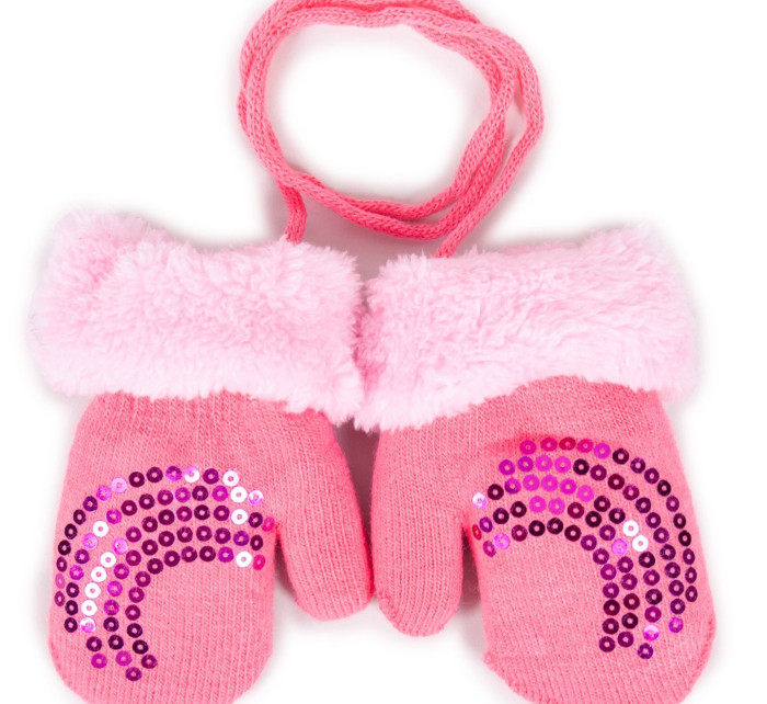 Yoclub Dívčí dvouvrstvé rukavice s jedním prstem RED-0111G-AA10-001 Pink