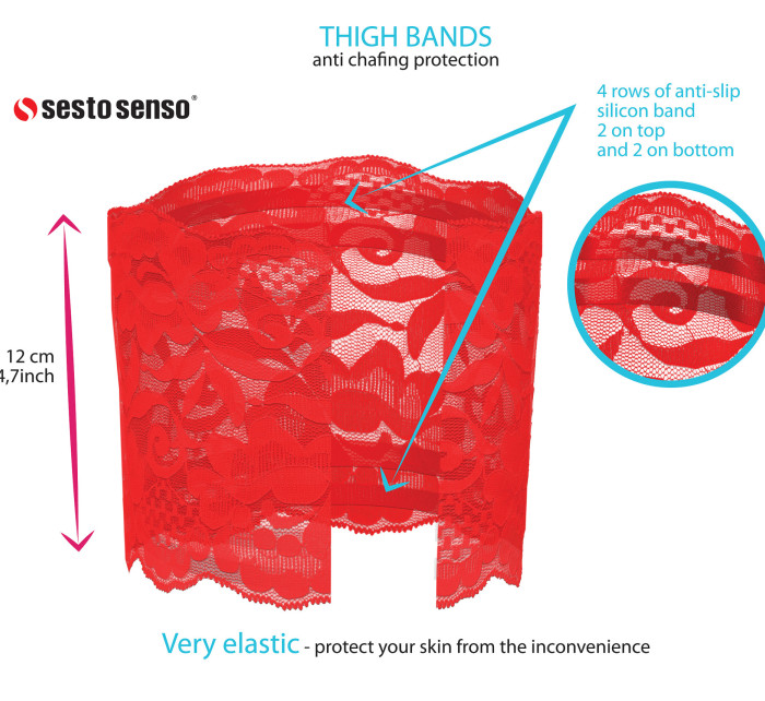 Sesto Senso Thigh Band Lace Červená