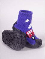 Yoclub Dětské chlapecké protiskluzové ponožky s gumovou podrážkou P2 Blue