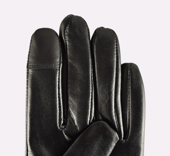Semiline Dámské kožené antibakteriální rukavice P8200 Black