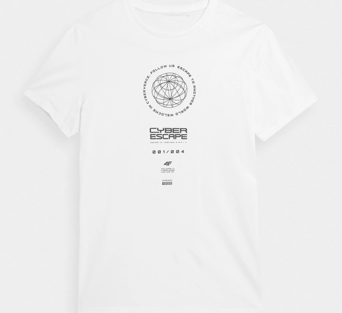 Pánské bavlněné tričko 4FAW23TTSHM0890-10S bílé - 4F