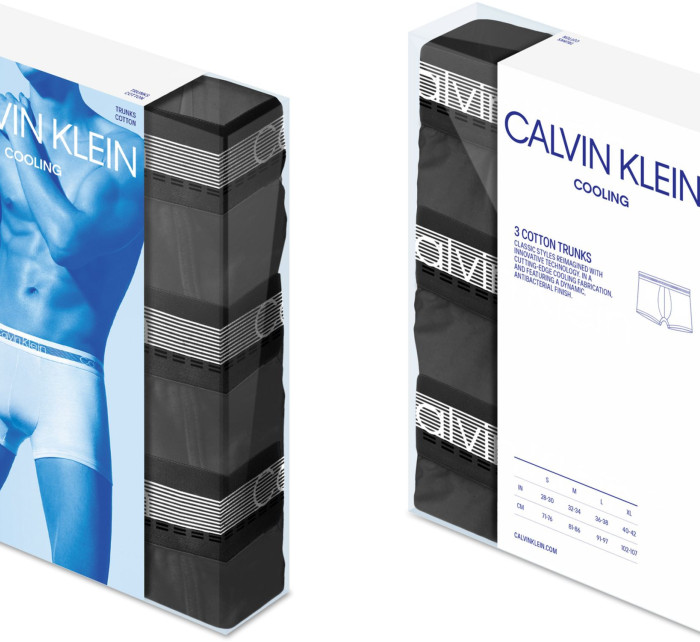 Pánské trenky 3 Pack Trunks CALVIN KLEIN Cooling 000NB1799AMP1 šedá/černá/bílá - Calvin Klein